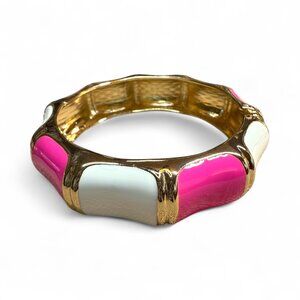 Pink, white and gold clamp bracelet